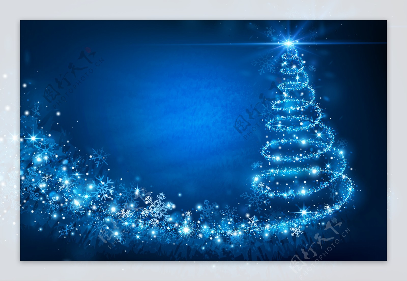 高清梦幻蓝色圣诞树背景图片