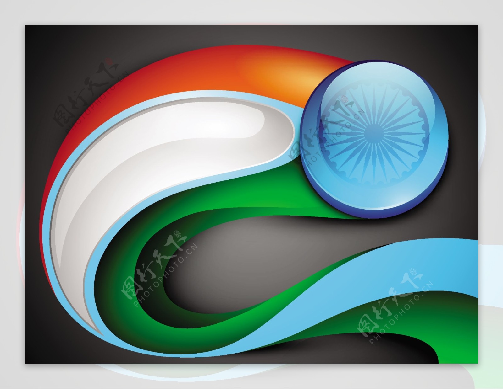 摘要印度国旗与波