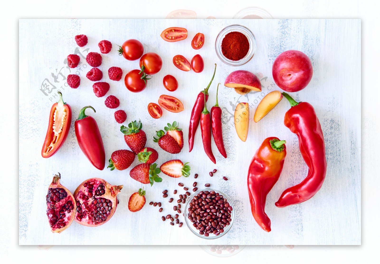 红色的水果蔬菜切面图片