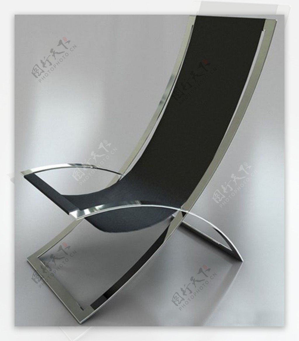 银色躺椅3D模型