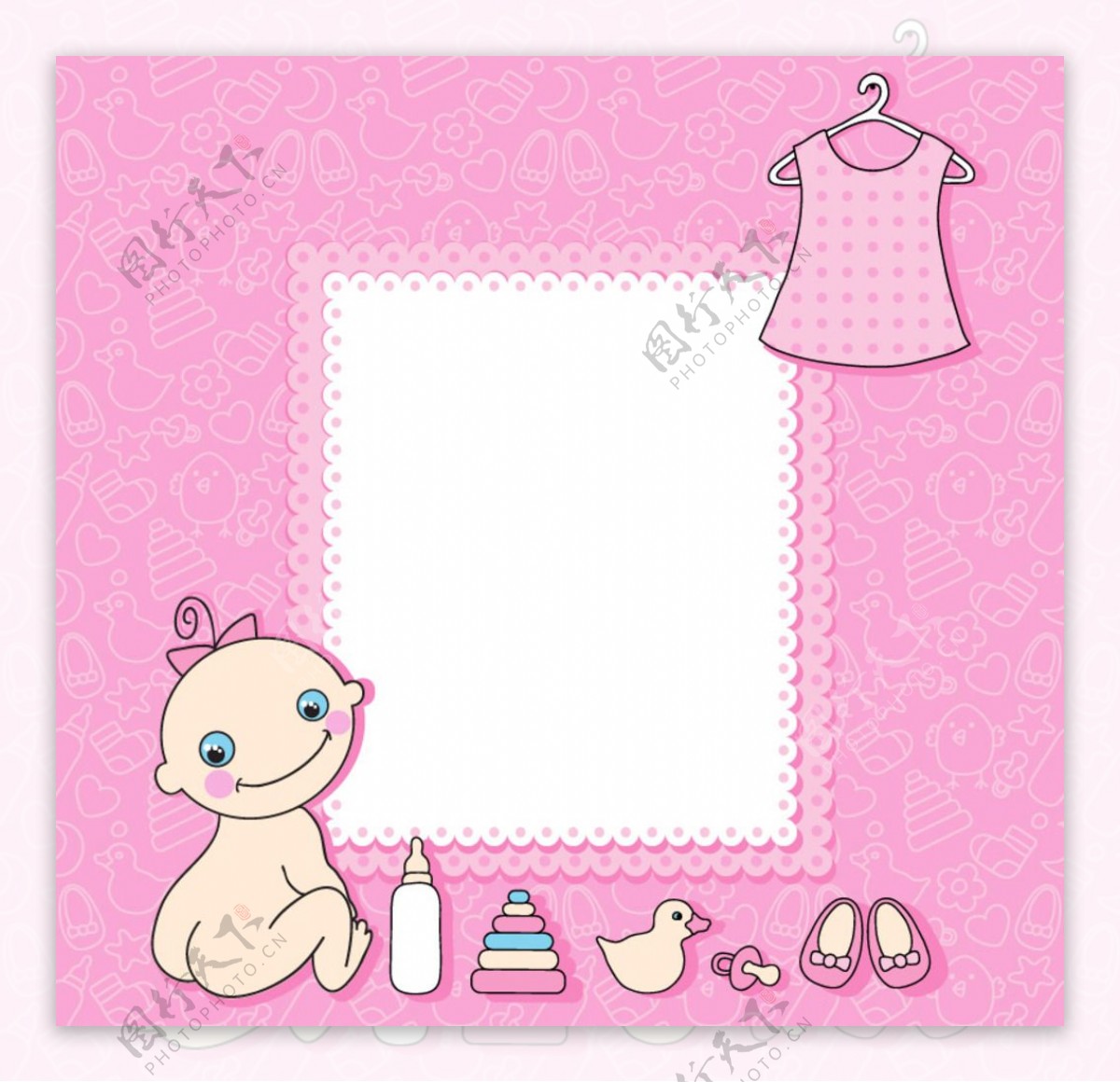 粉色婴儿卡片