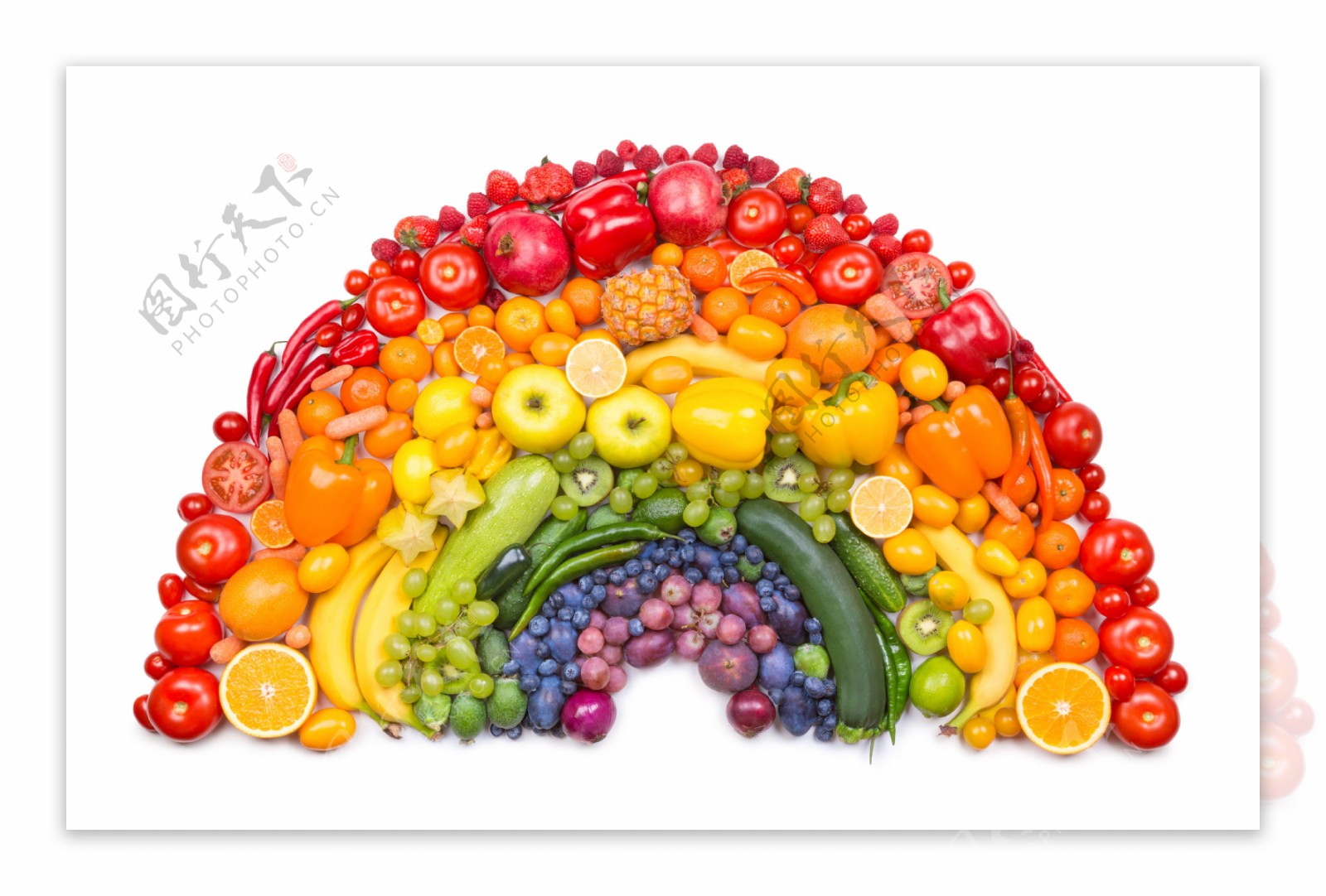 水果拼成的彩虹桥图片