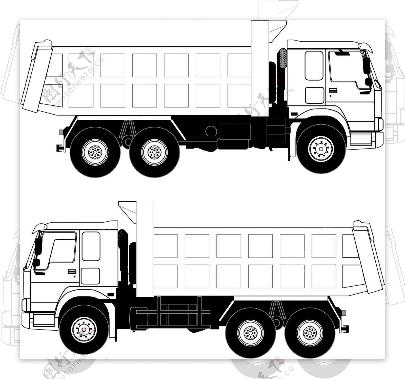 卡通建筑卡车素材设计