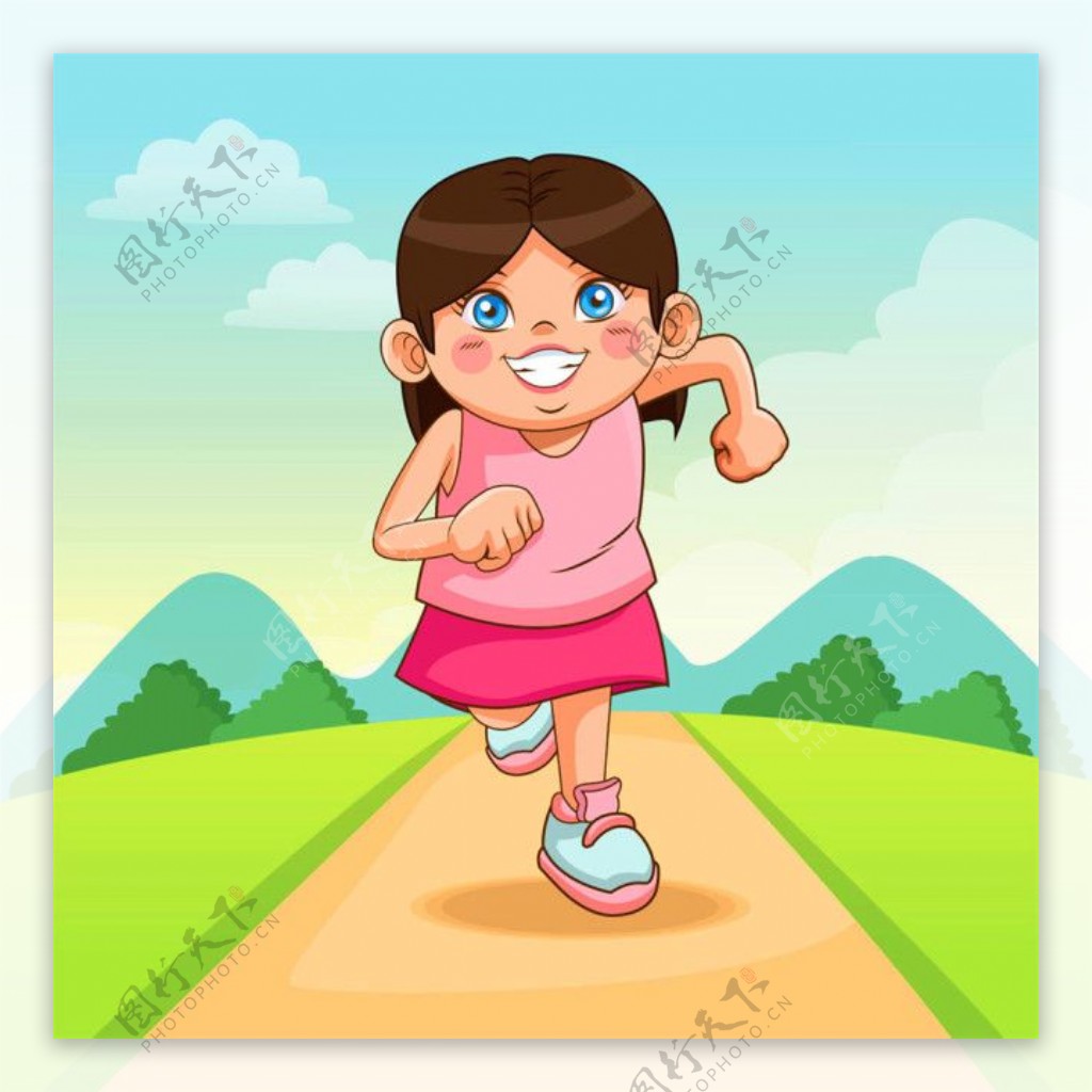 奔跑的卡通女孩图片