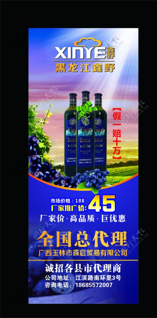 蓝莓酒怀乡酒展架