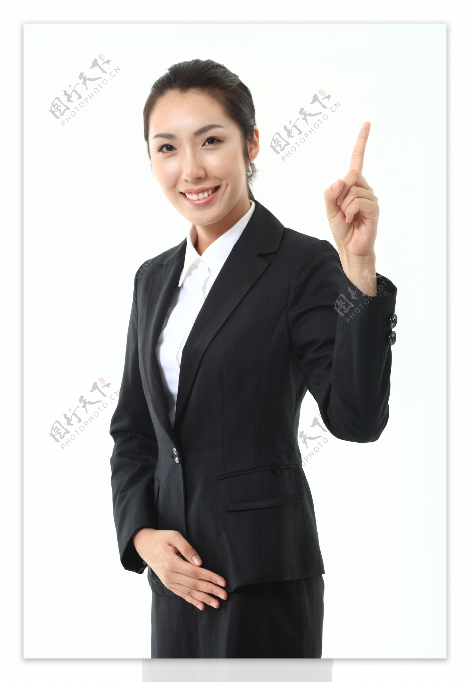 伸出手指做手势的职业女性图片