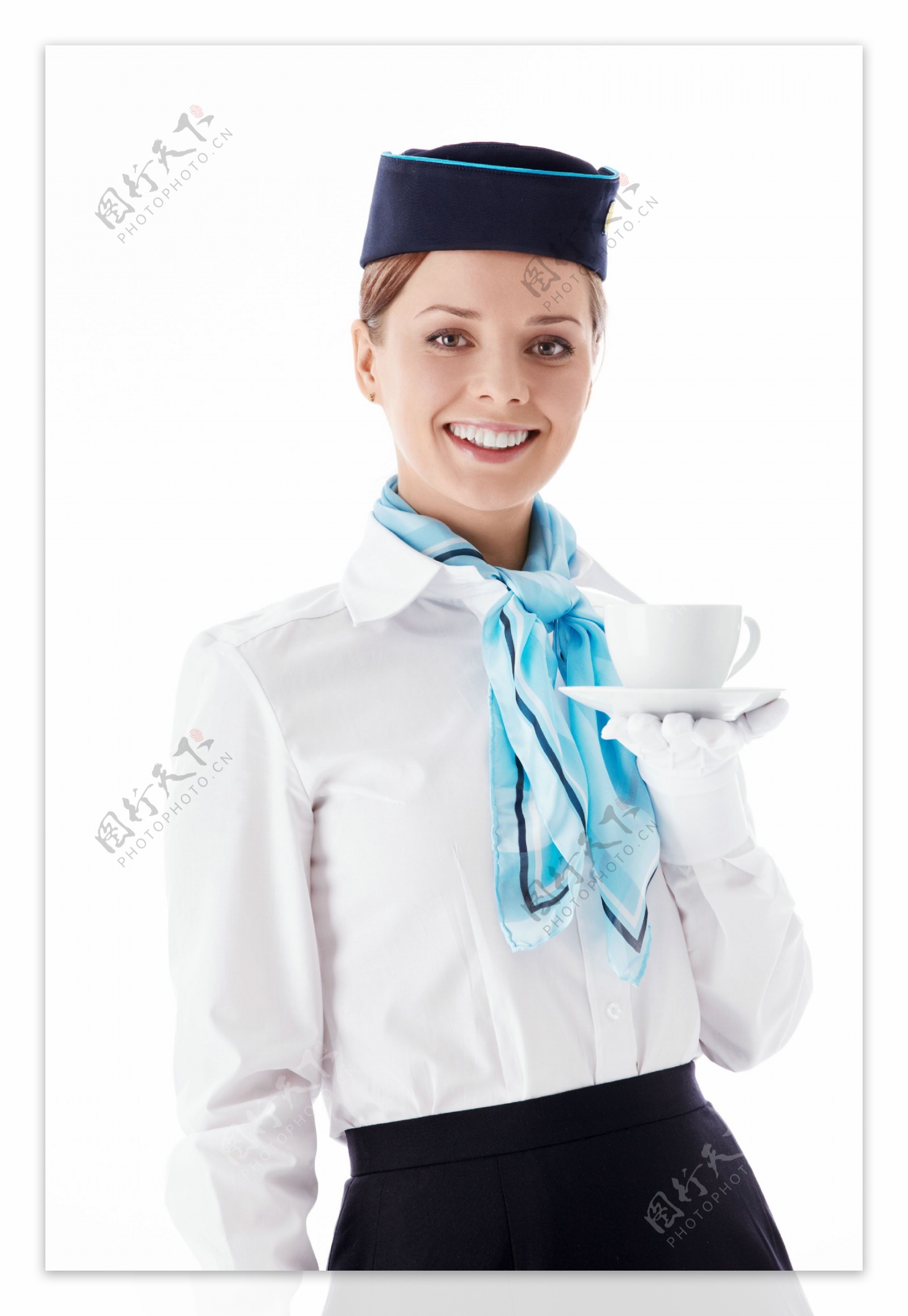 端着咖啡的空姐图片