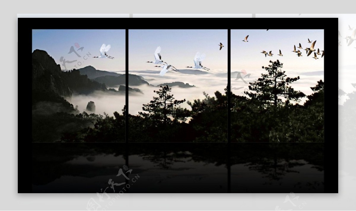 黄山云海风景图无框画设计