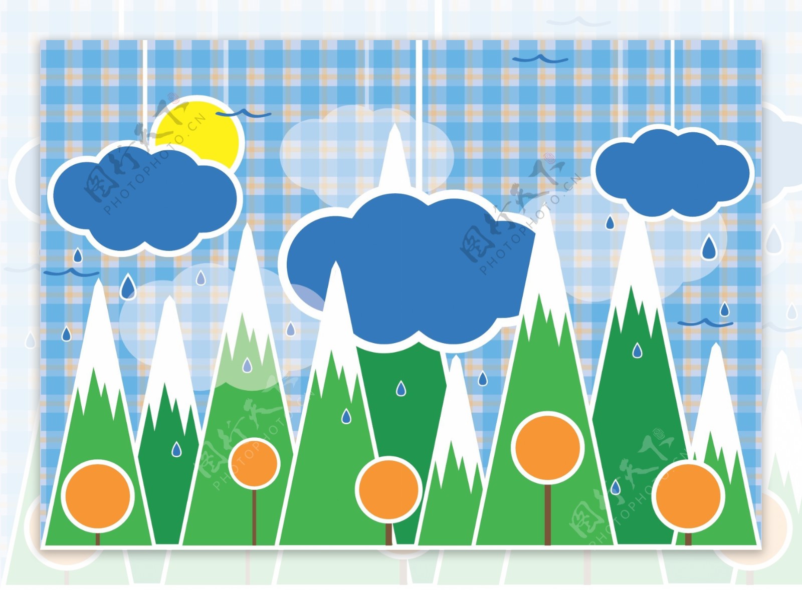 生态雨节雨滴的插图背景海报图