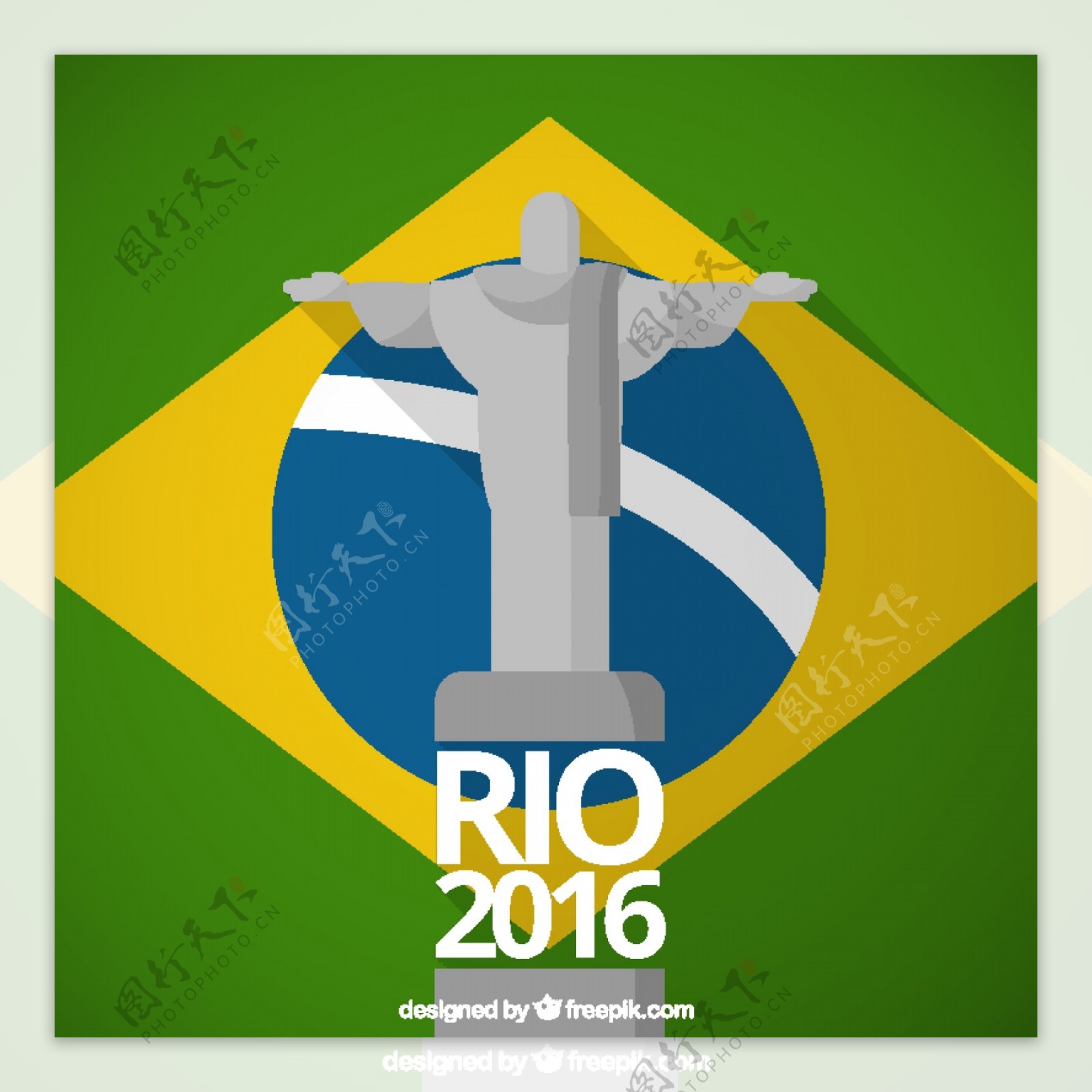 基督与巴西国旗背景的redemmer