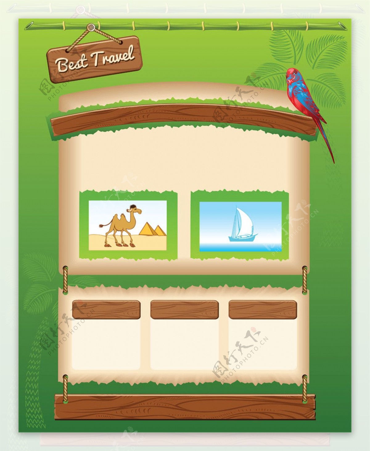 绿色背景旅游海报图片