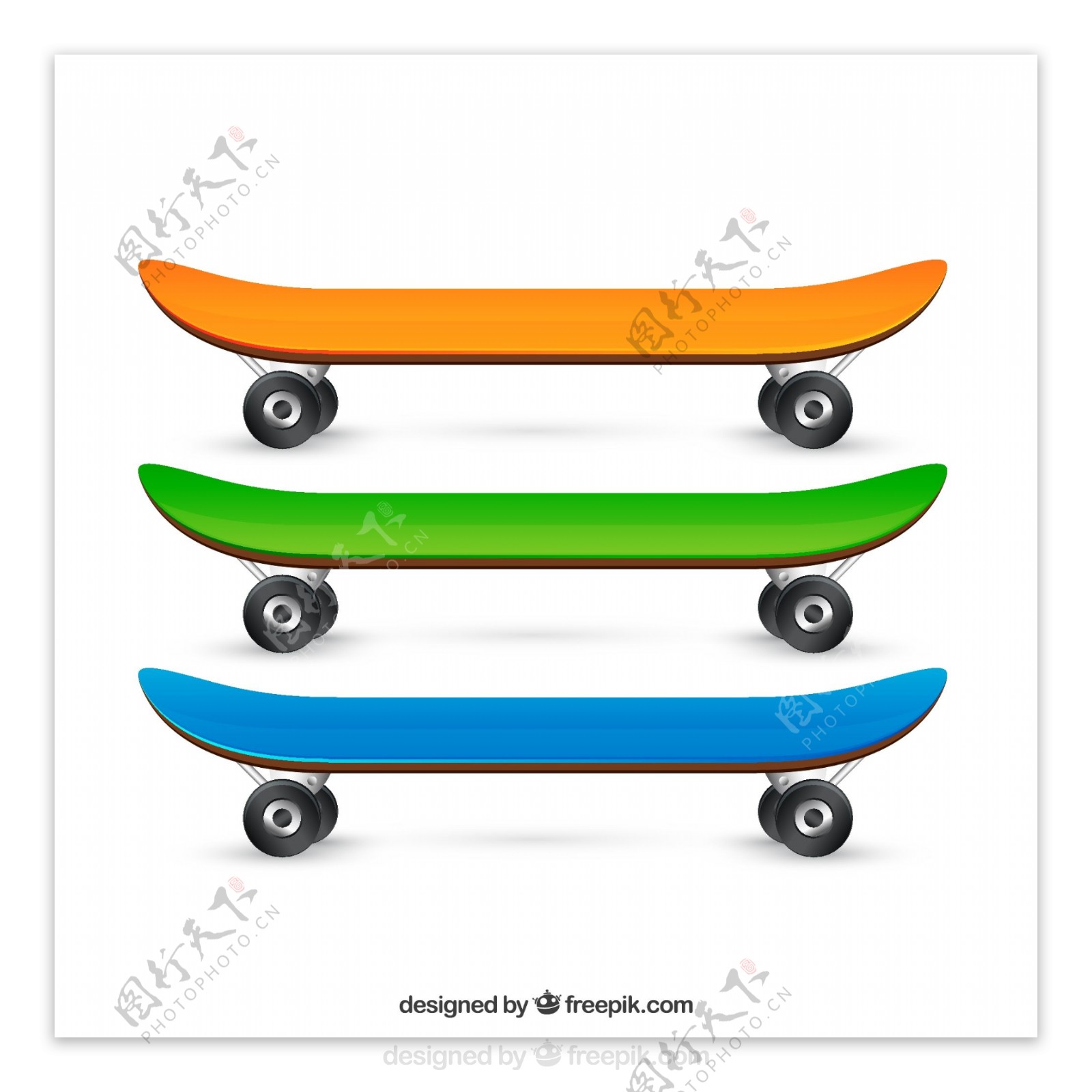彩色滑板矢量图