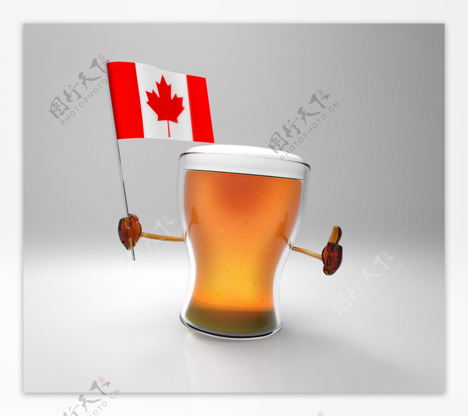 加拿大国旗与啤酒图片