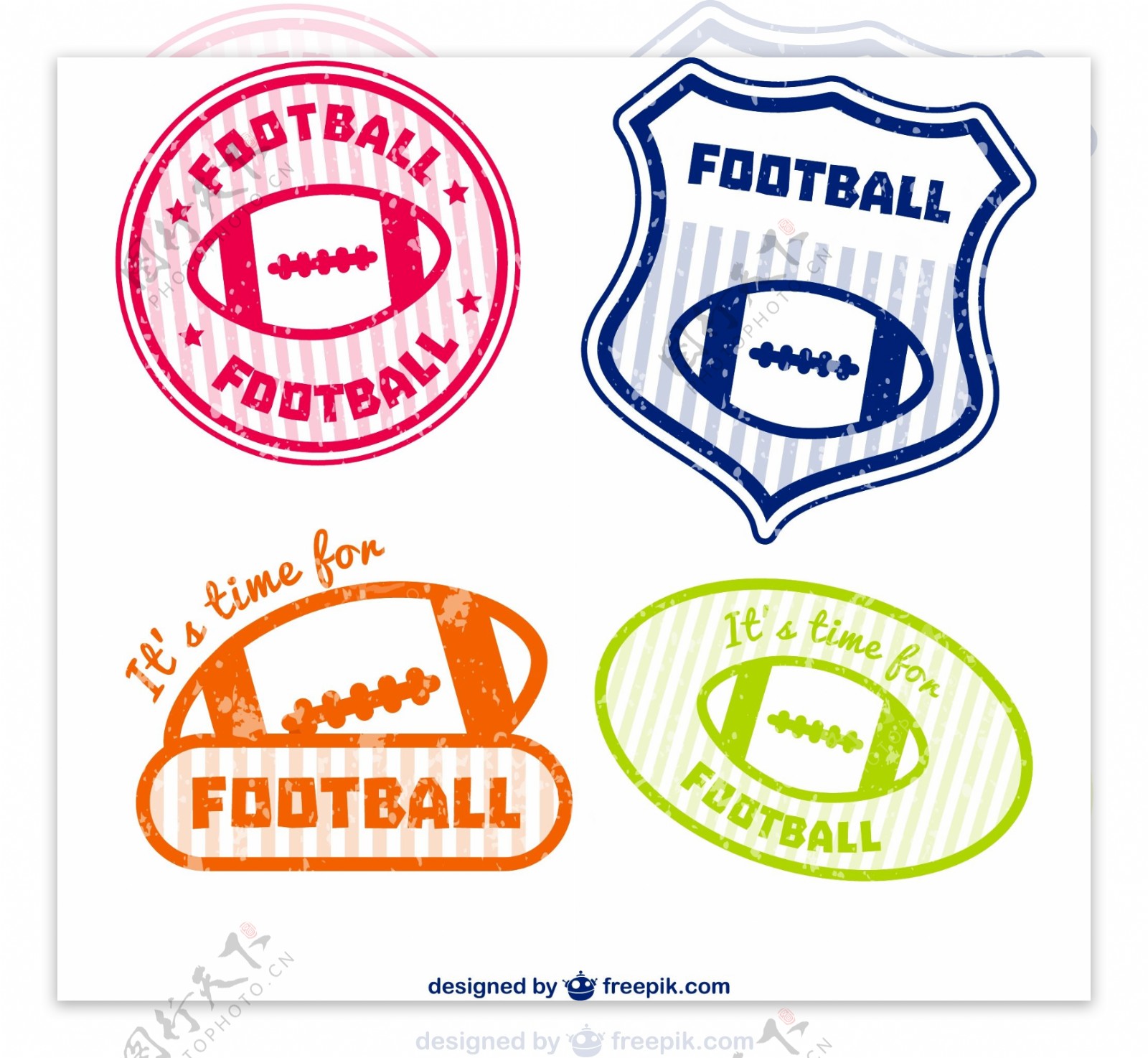 美式足球标签矢量素材图片