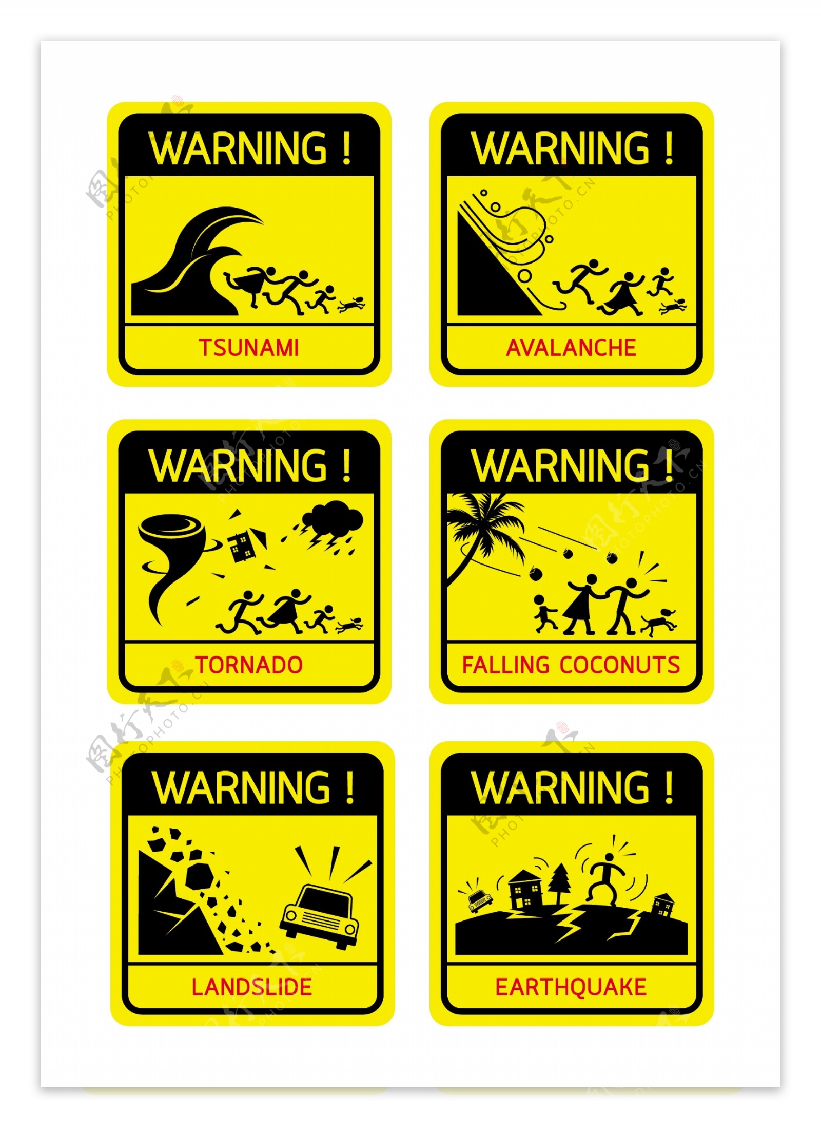 自然灾害警示矢量图标
