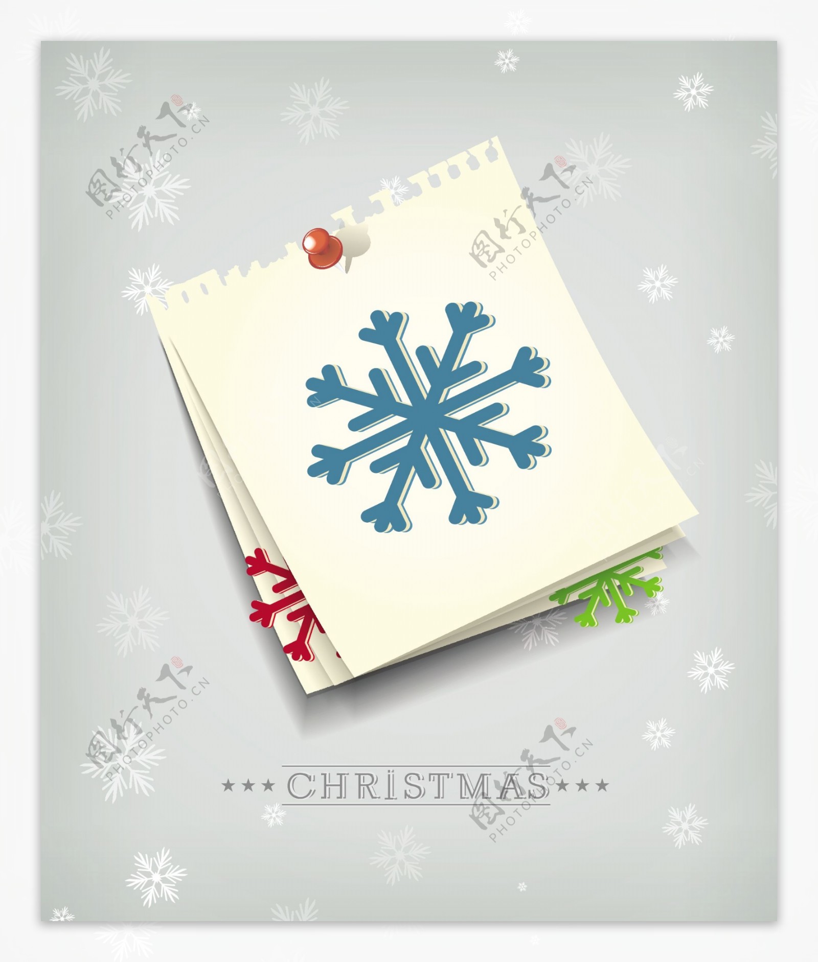 圣诞节插画矢量与纸张和雪花