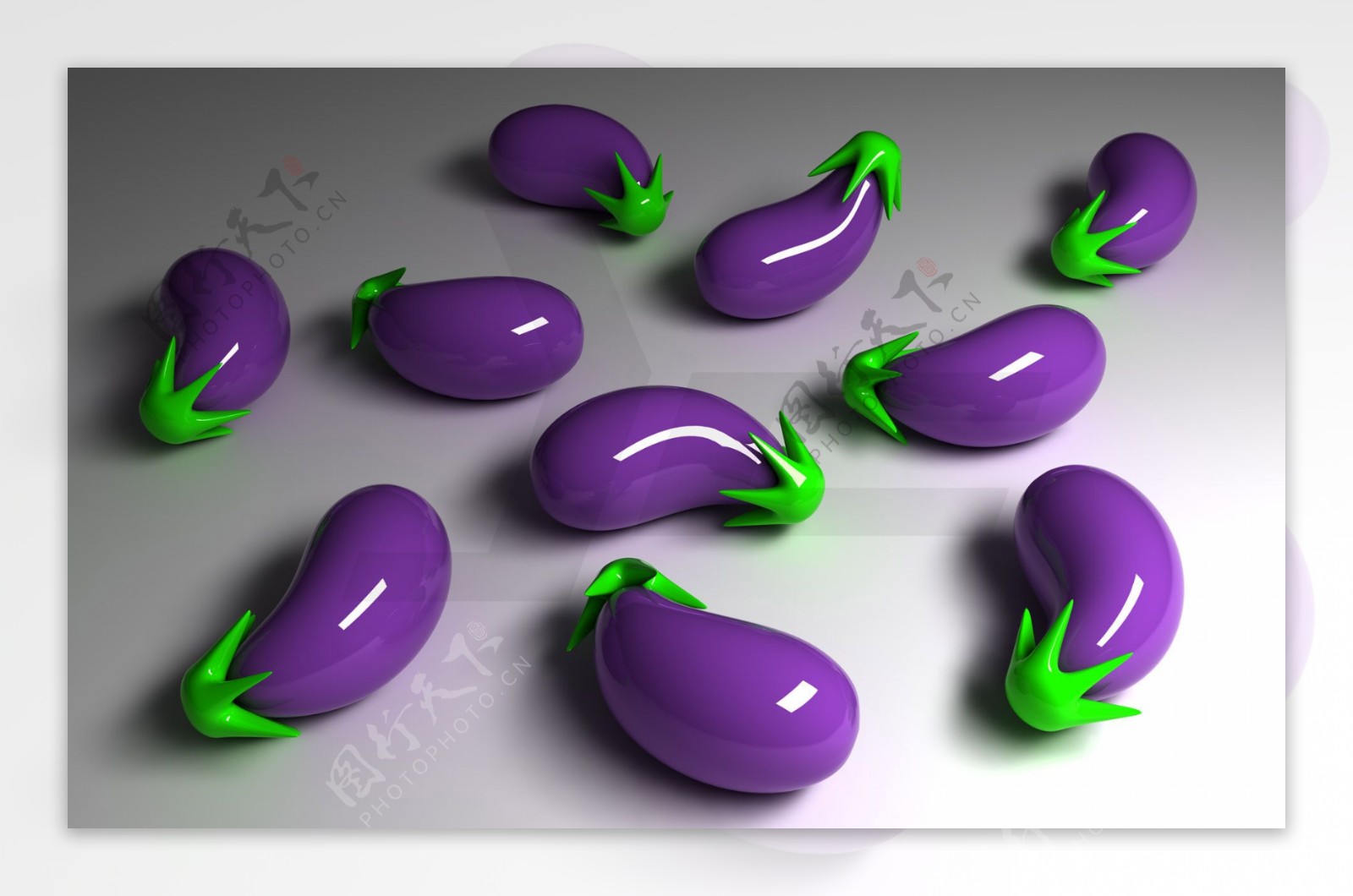 可爱紫色动感蔬菜茄子图片