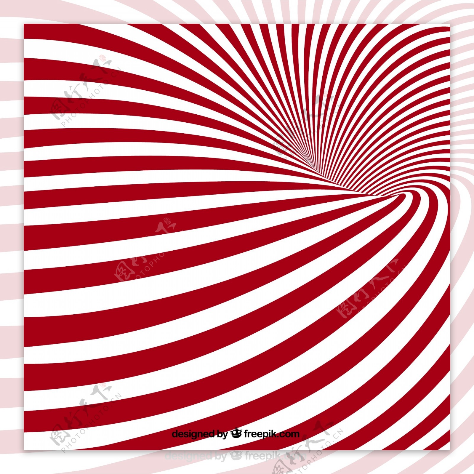 红白条纹漩涡背景矢量素材下载