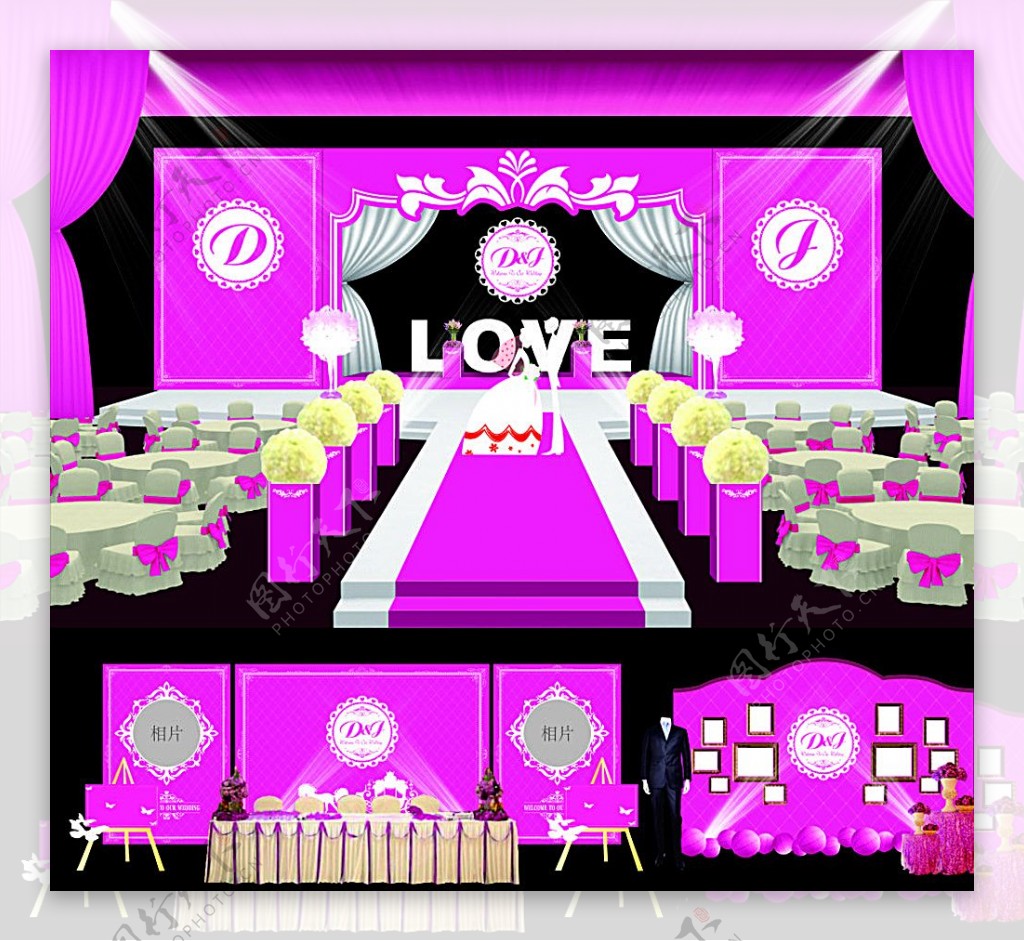 粉红色婚礼舞台图片