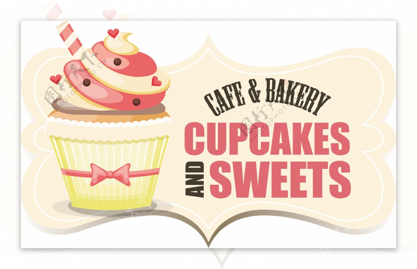 卡通粉色甜品杯子蛋糕冰淇淋图标矢量素材