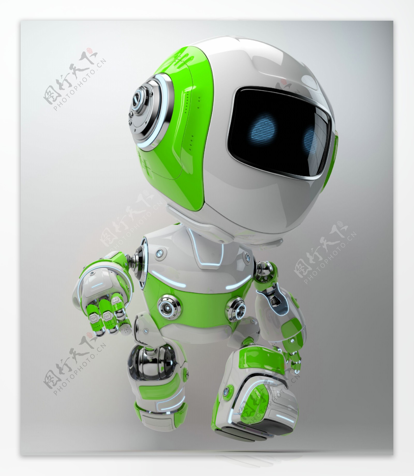 绿白色的小机器人图片