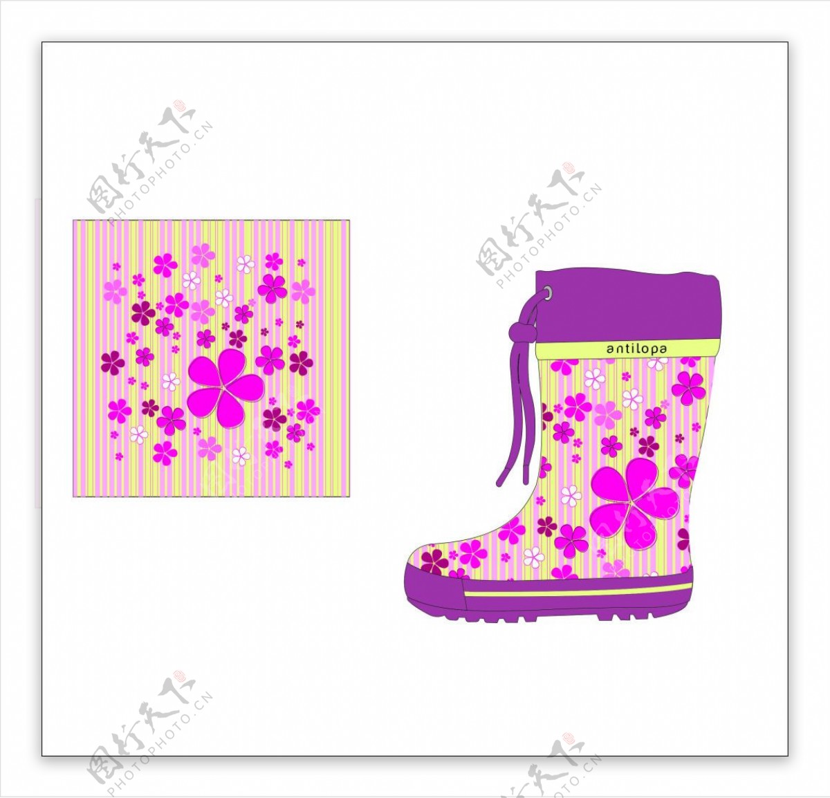 花朵雨靴设计