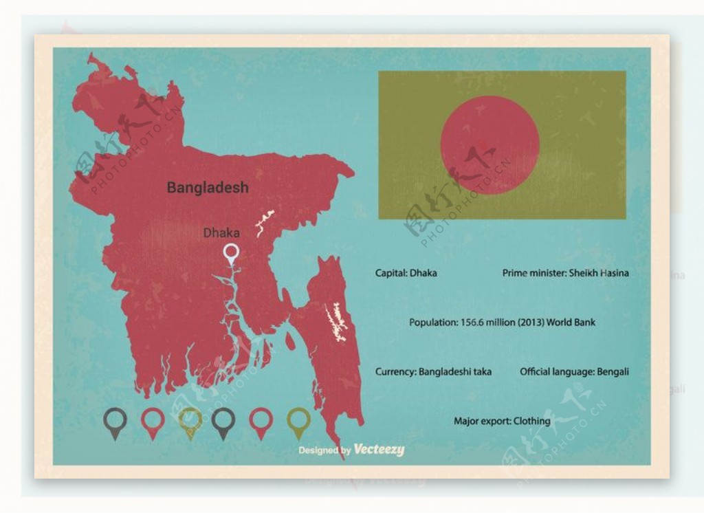 复古矢量图孟加拉国矢量图