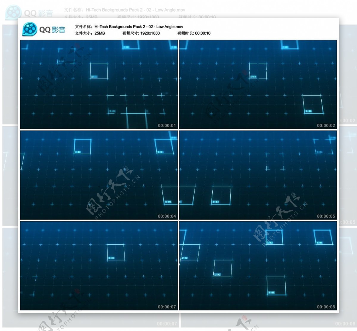 高科技主题线条线框背景视频低角度版02