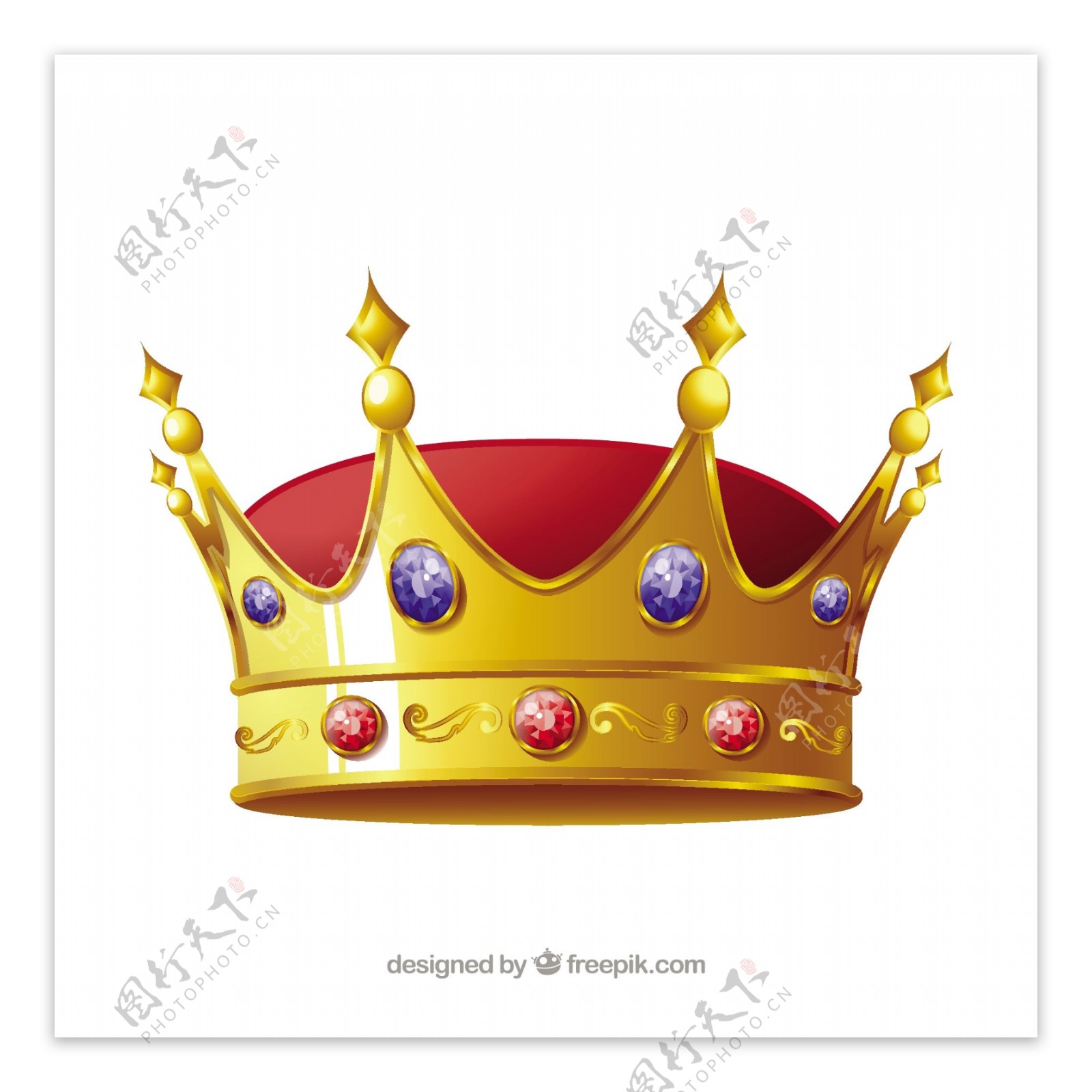 红蓝宝石皇冠矢量设计素材