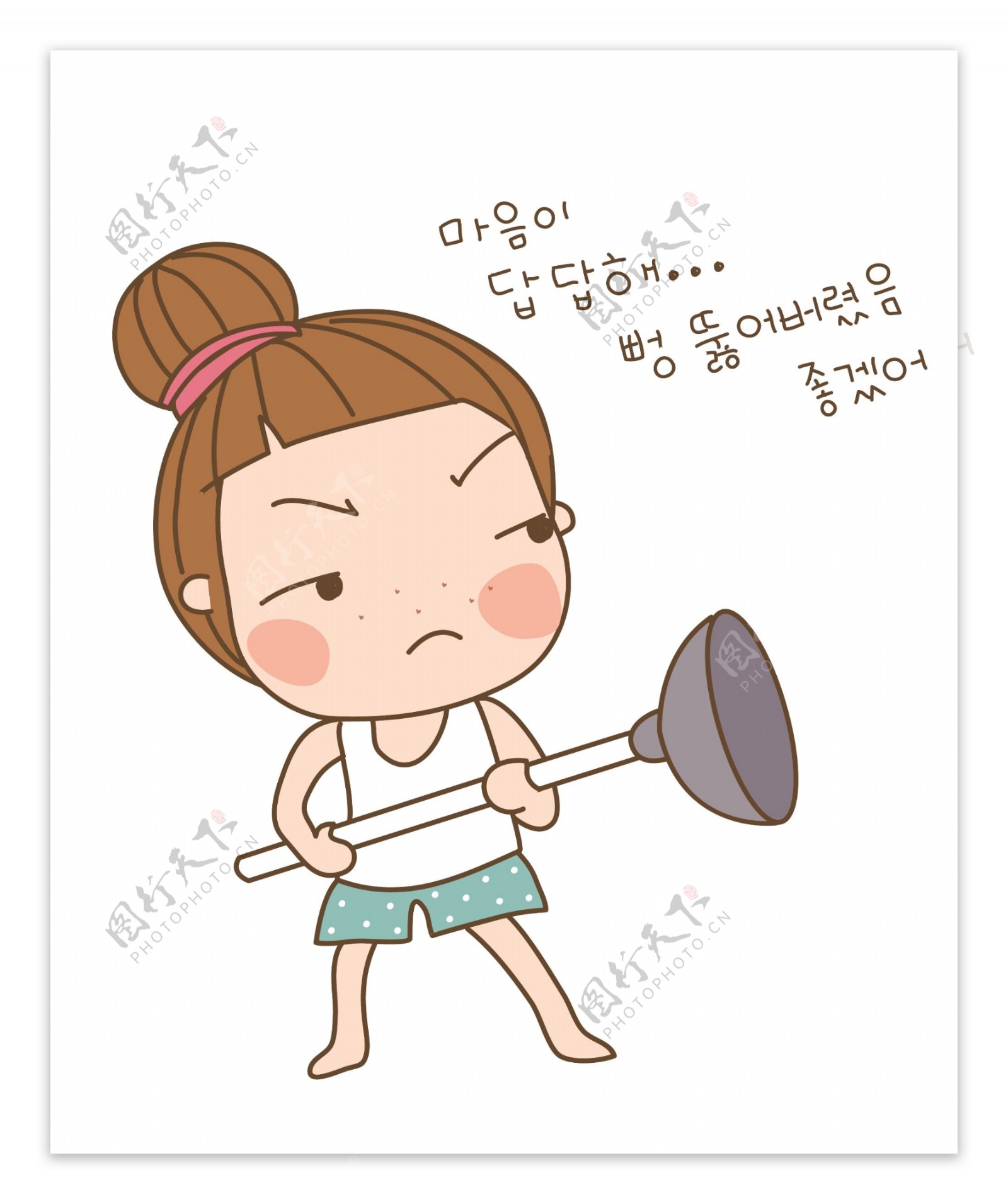 卡通韩国女孩战斗