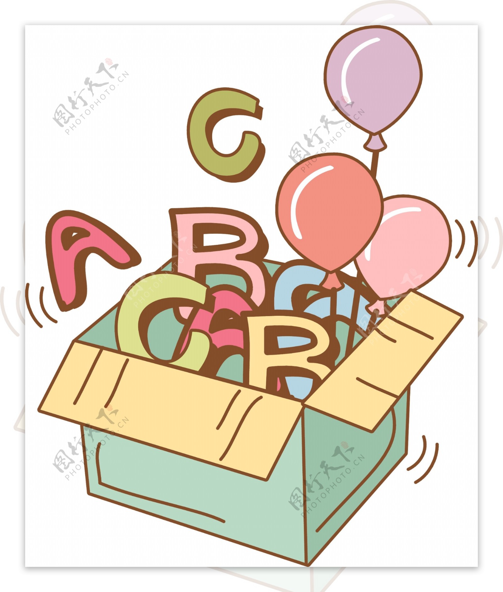 卡通字母气球盒子设计