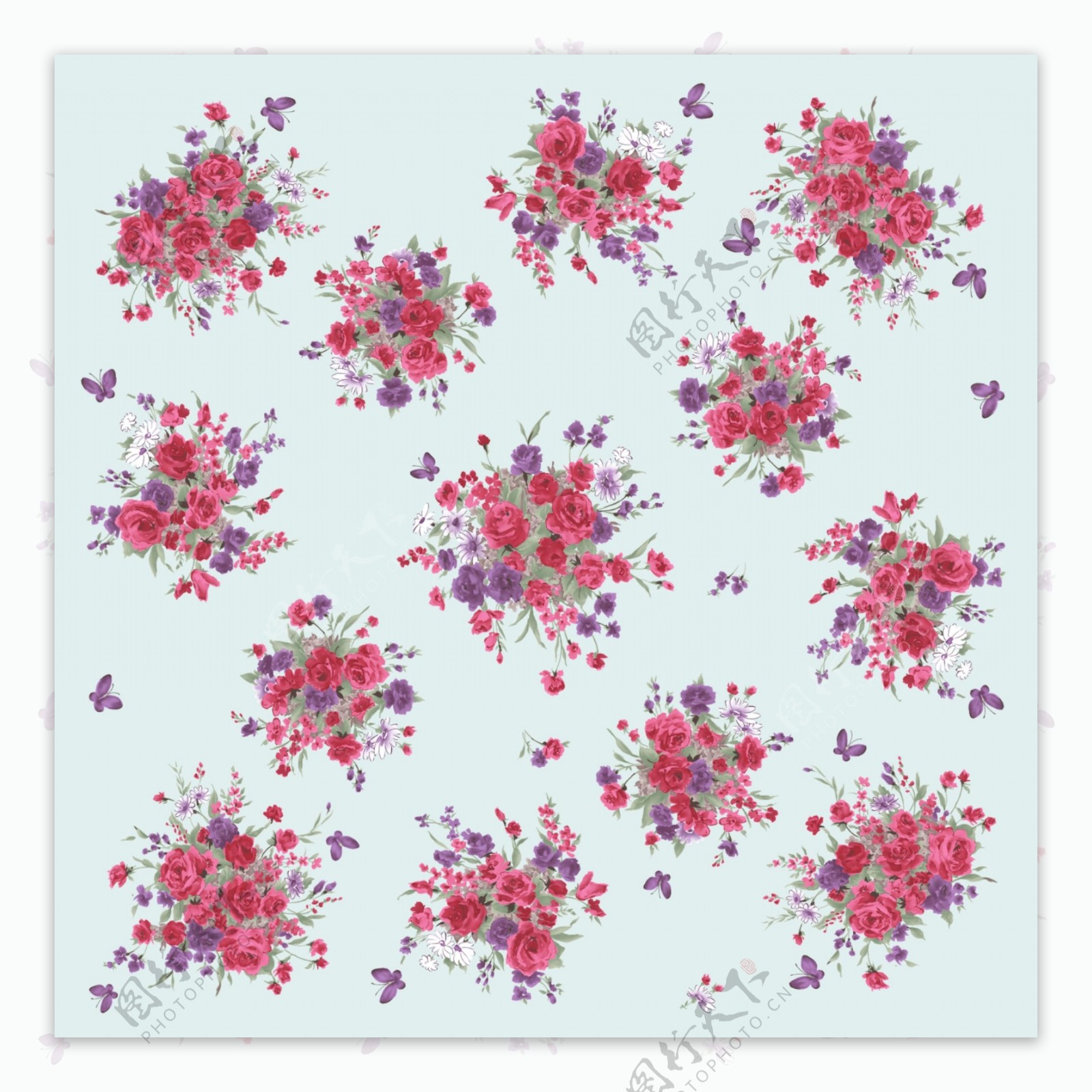 花束滴纹花草图案分层素材PSD格式0018