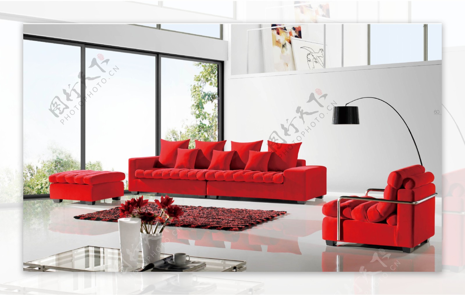 大红色沙发设计