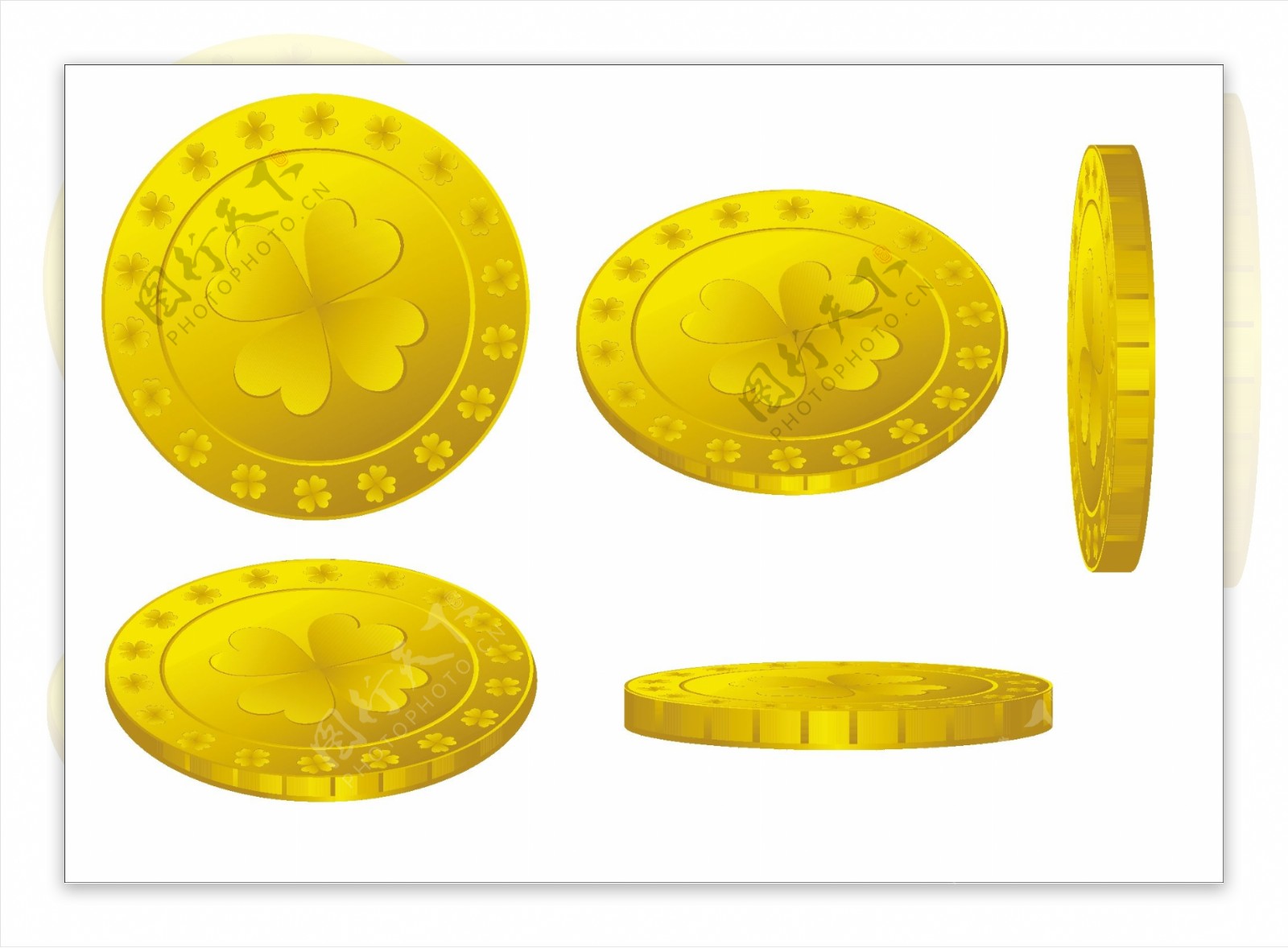 黄金三叶草的硬币集