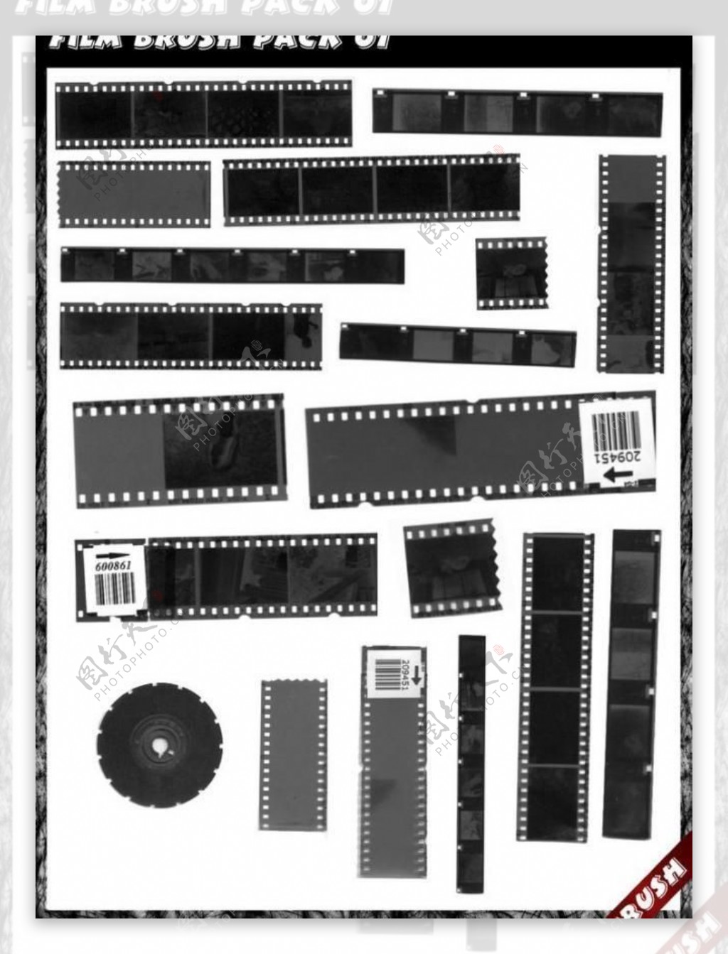 真实的胶片电影胶卷相片胶卷Photoshop笔刷素材