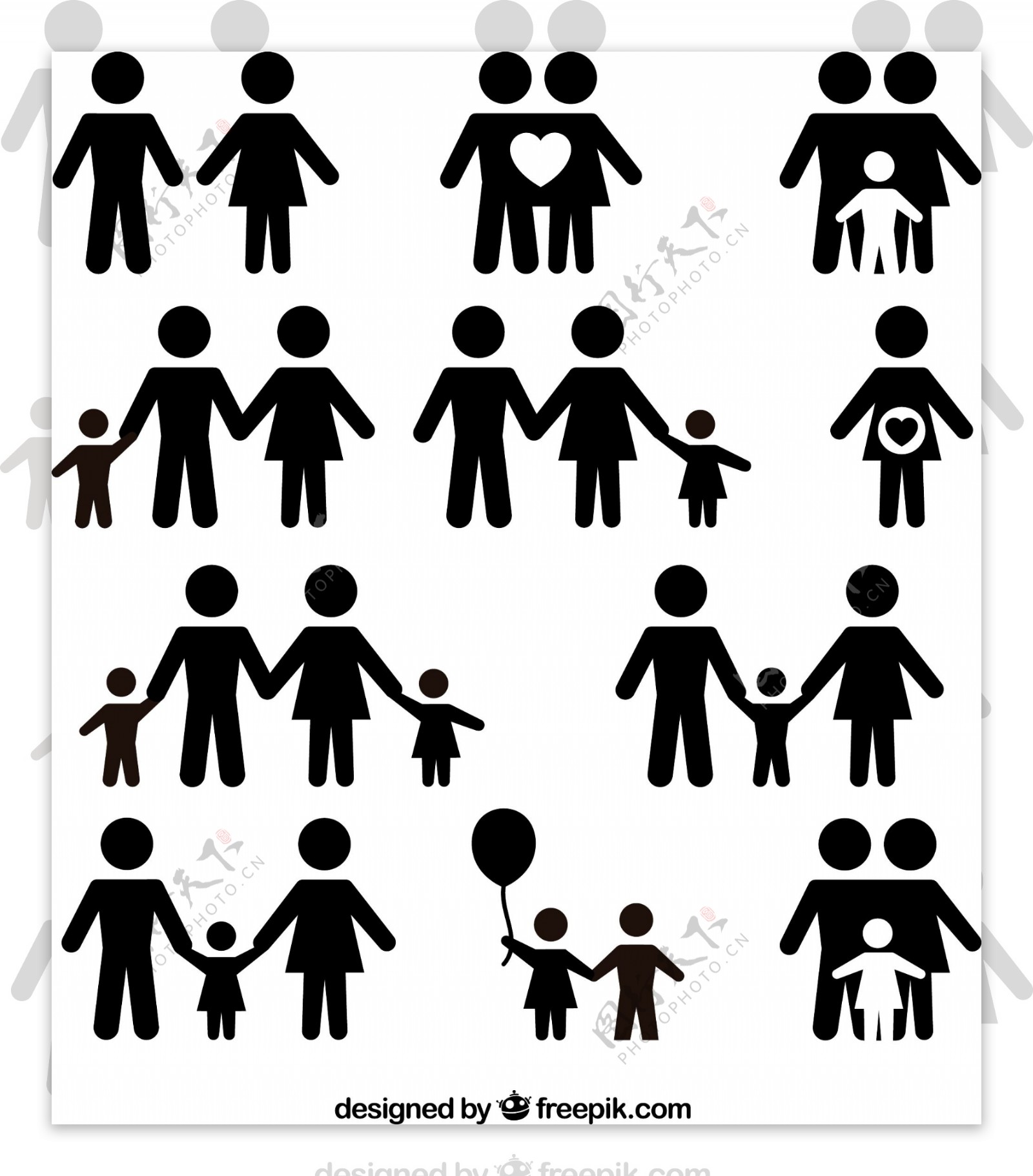 黑色家庭人物图标