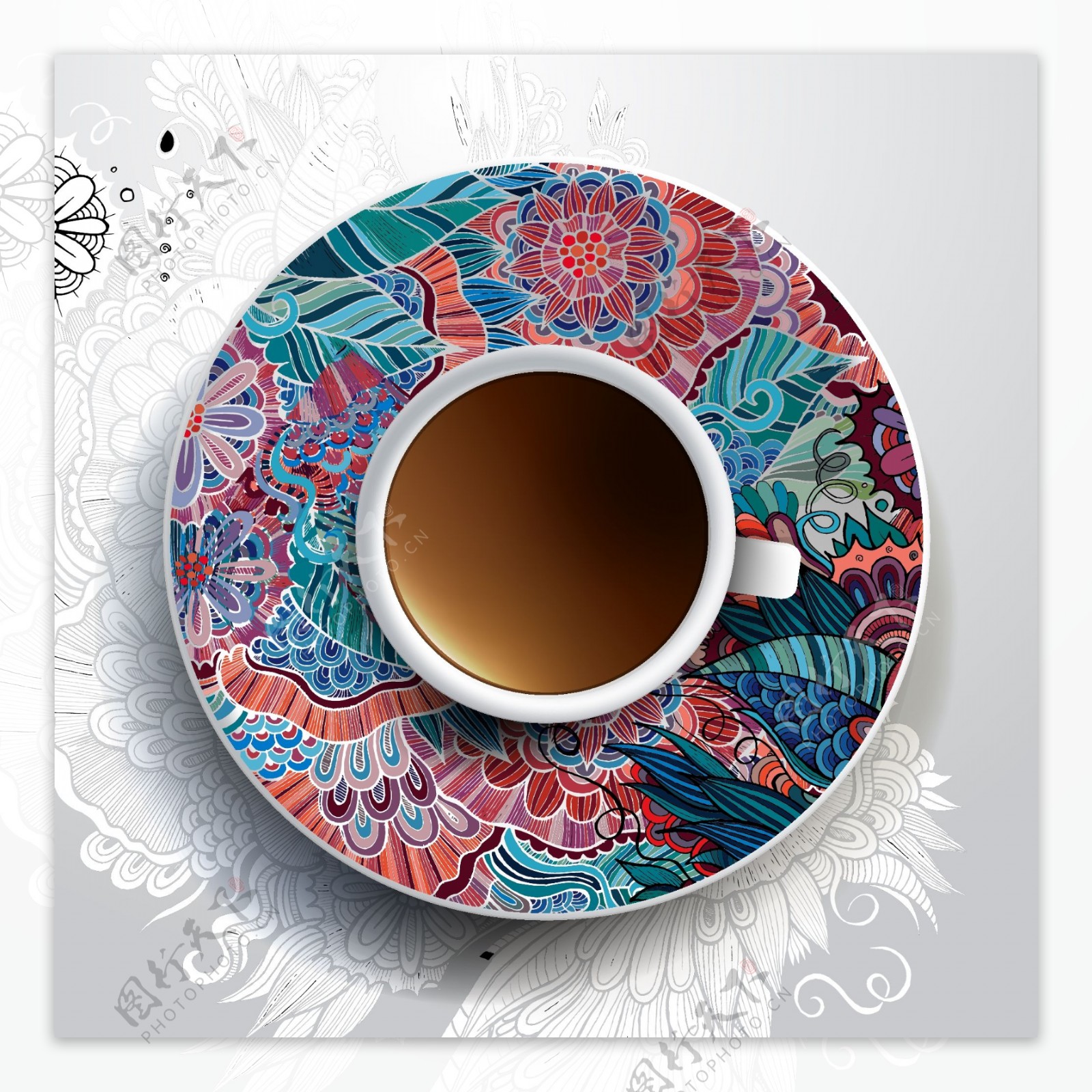 花纹碟子与咖啡