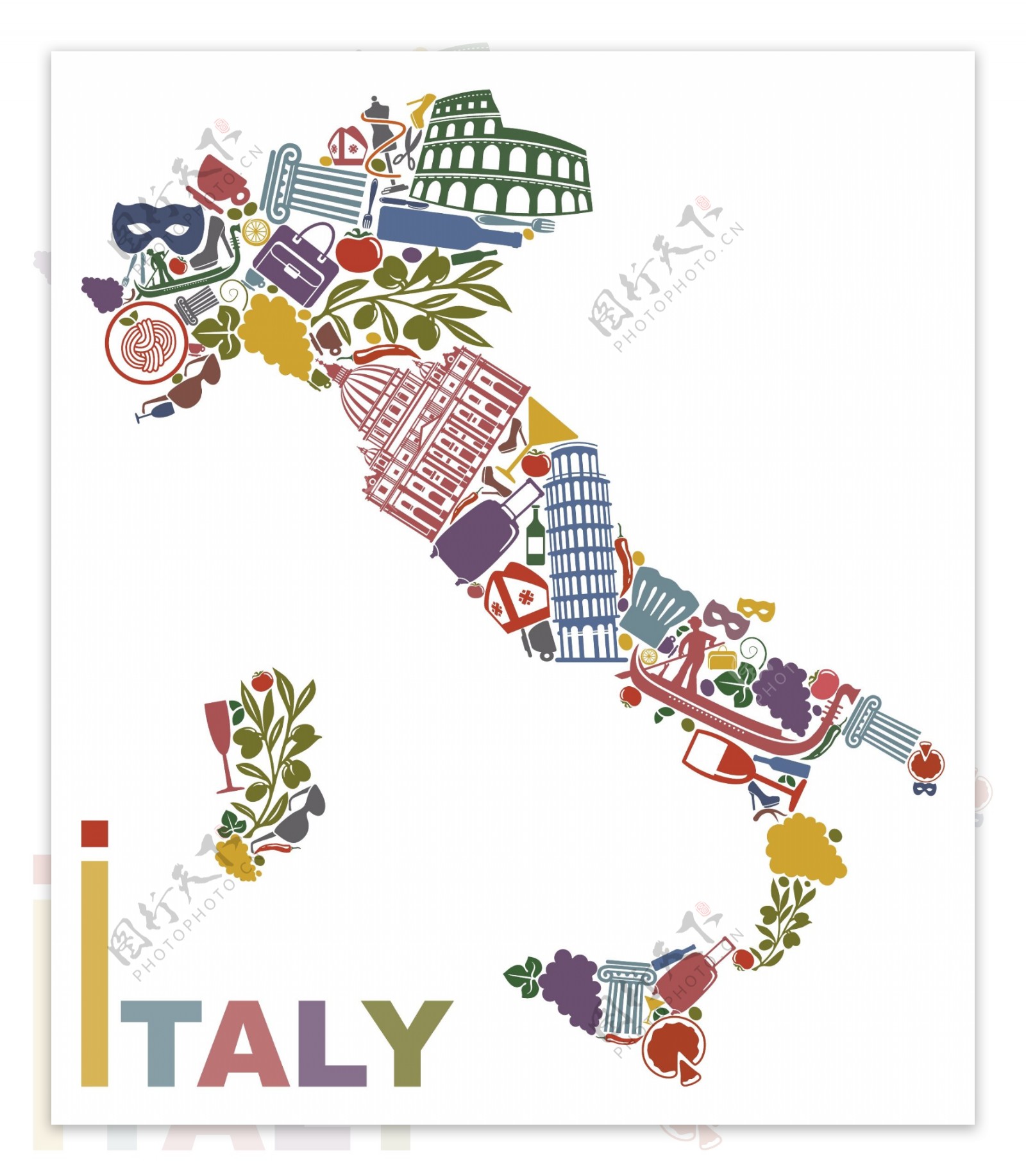意大利地图元素