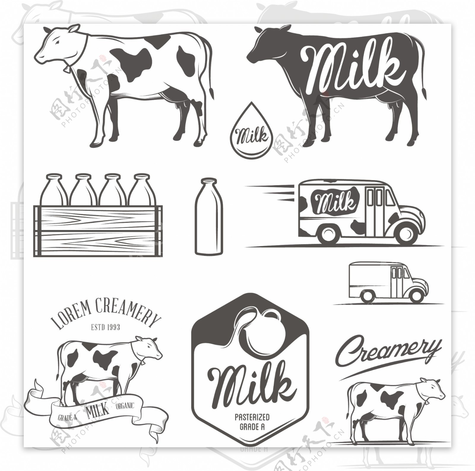 手绘牛奶图标设计