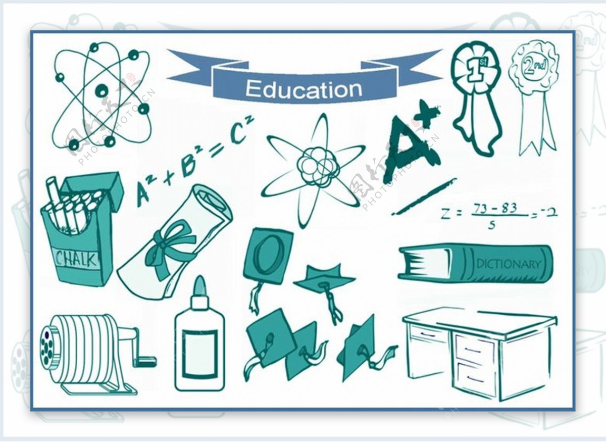 20种教育教学学校学习相关元素的图形ps笔刷下载