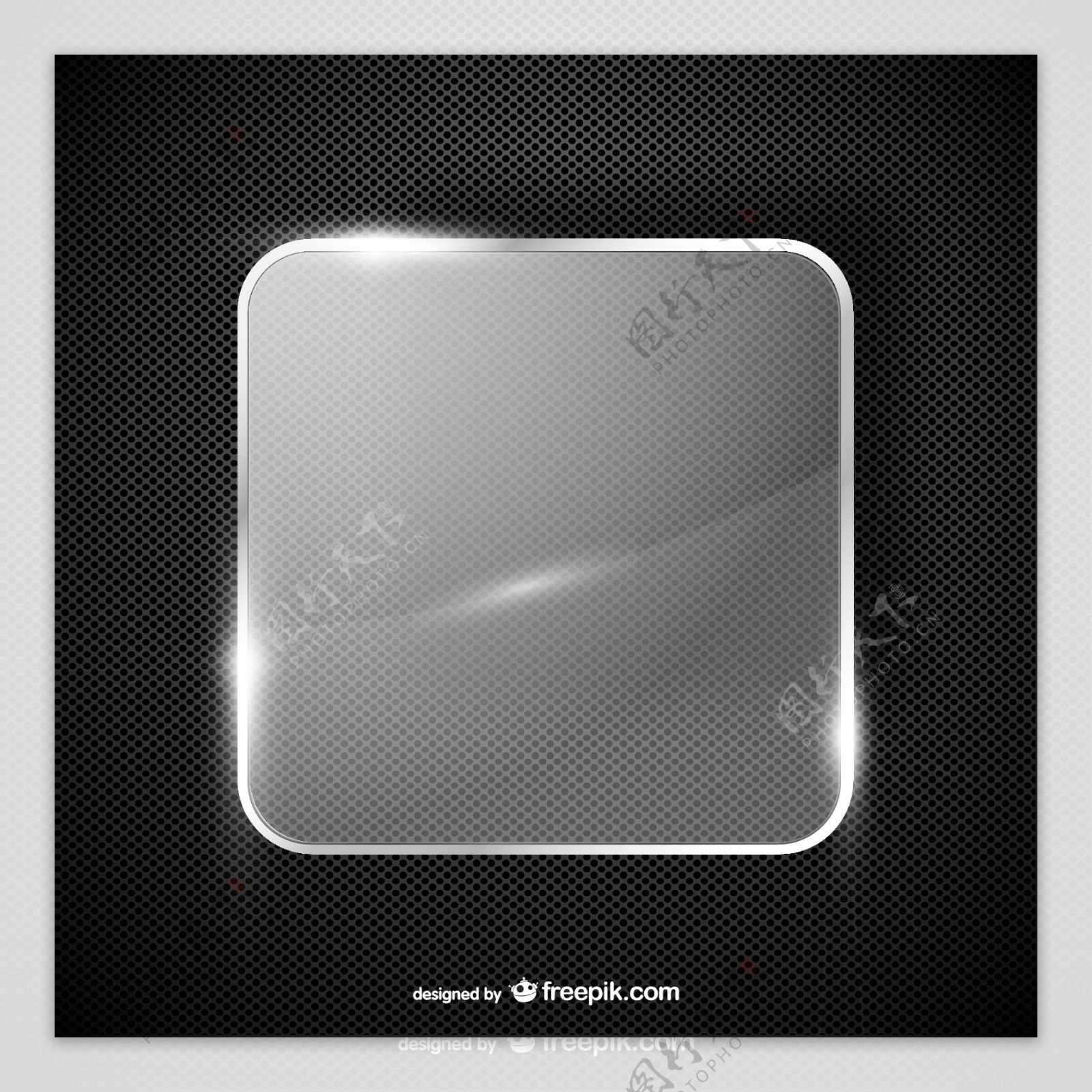 方形玻璃标签金属背景矢量素材图片