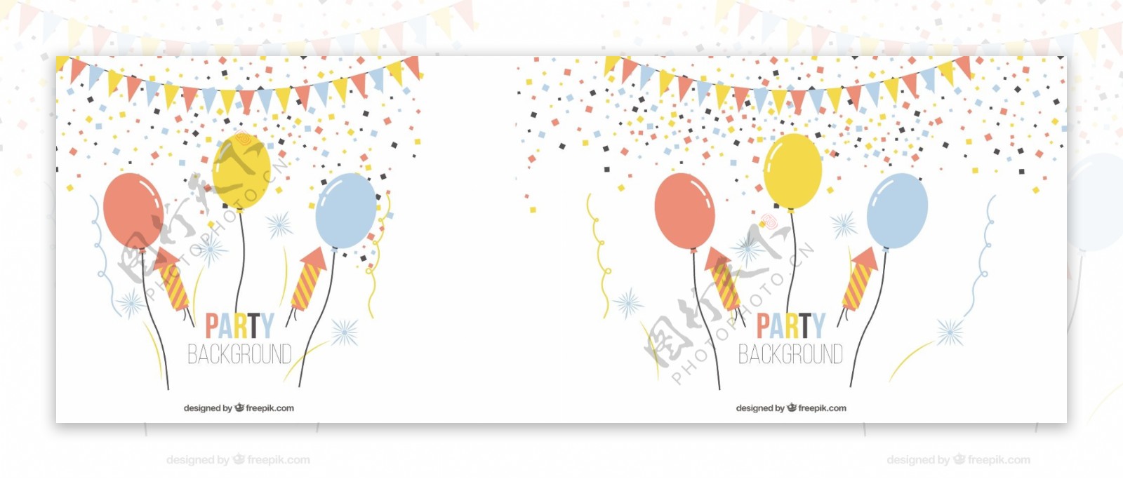 生日聚会用气球和彩带背景