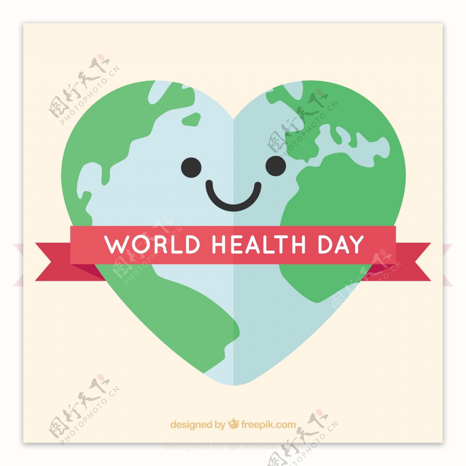 世界卫生日快乐心脏背景