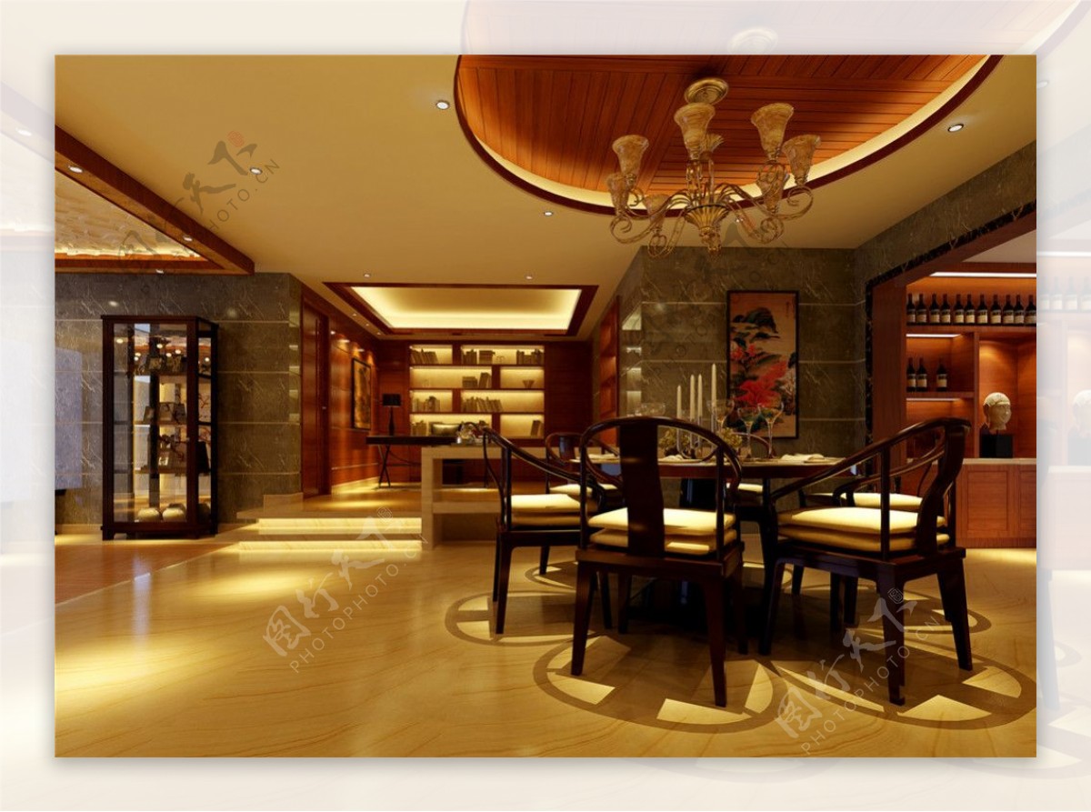 中式餐厅模型设计元素