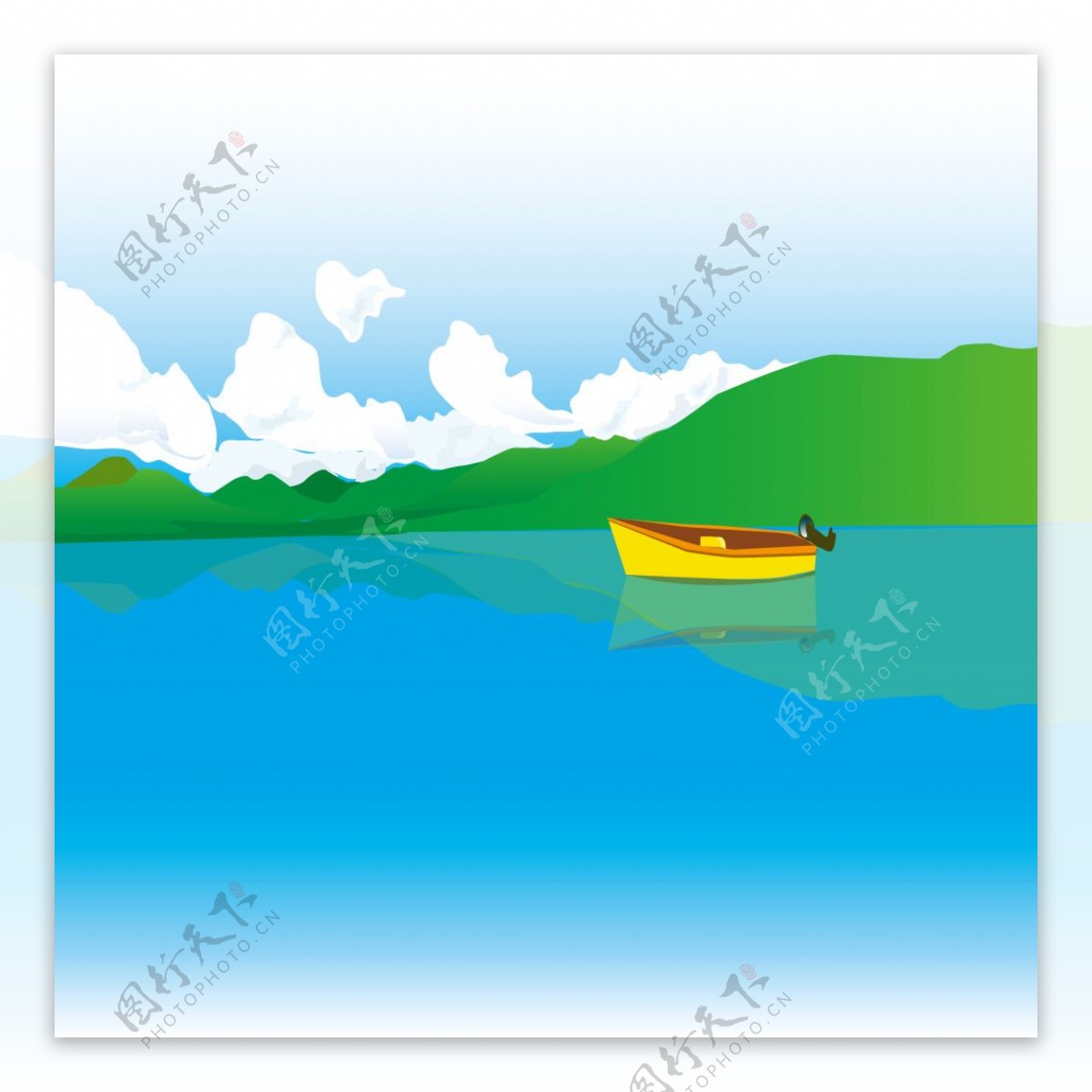 夏季湖水小船背景