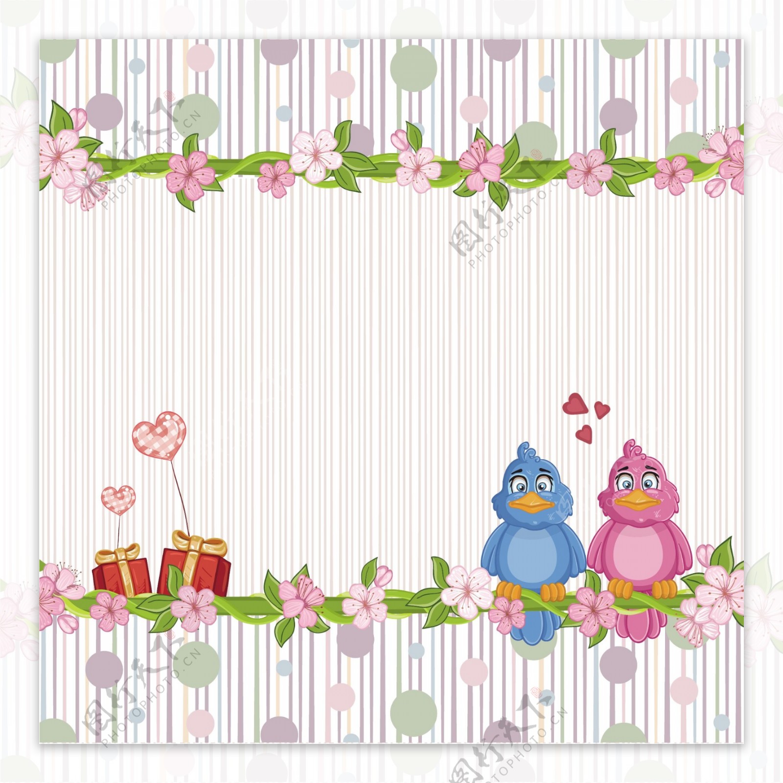 两只小鸟爱情主题模板