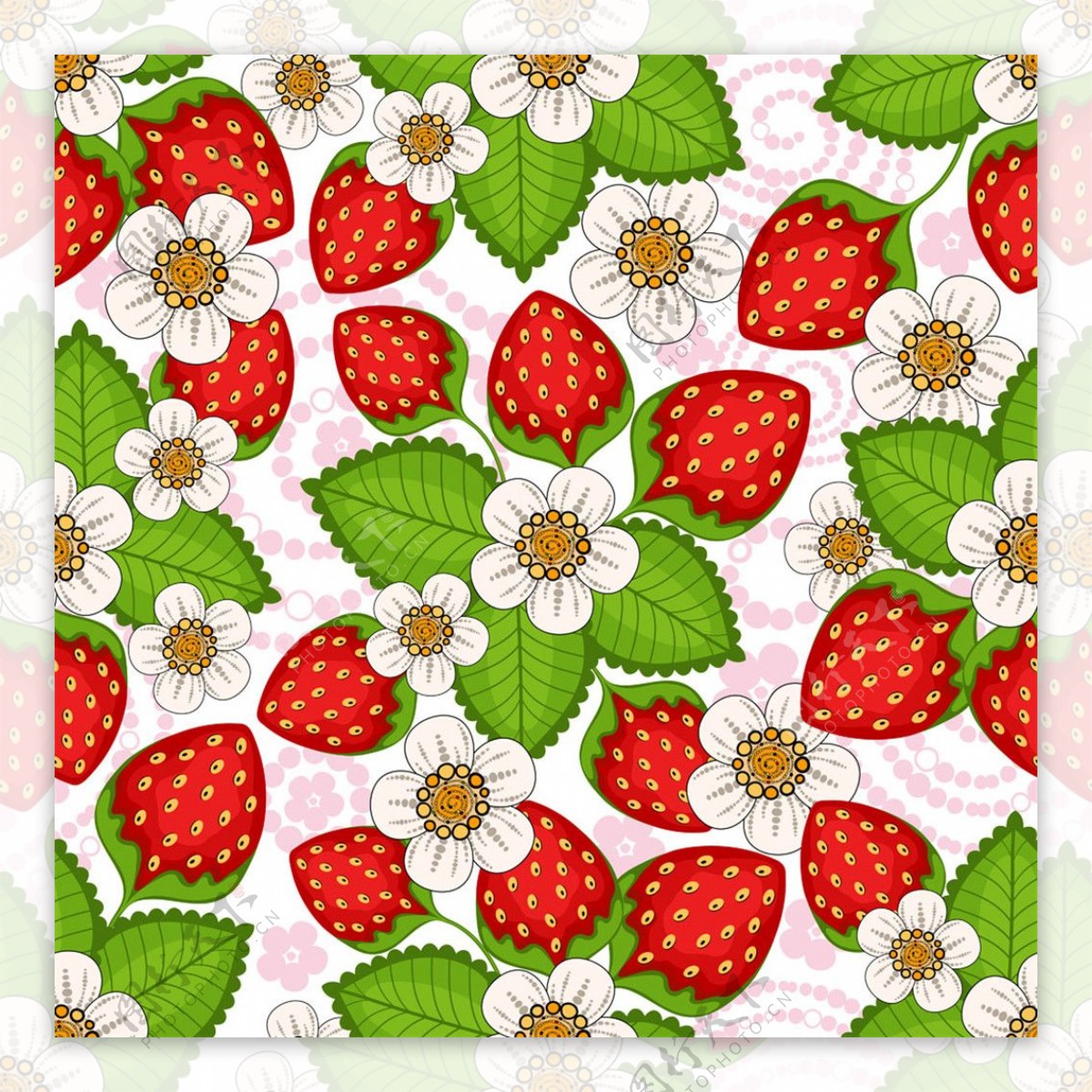 卡通草莓花朵背景图片