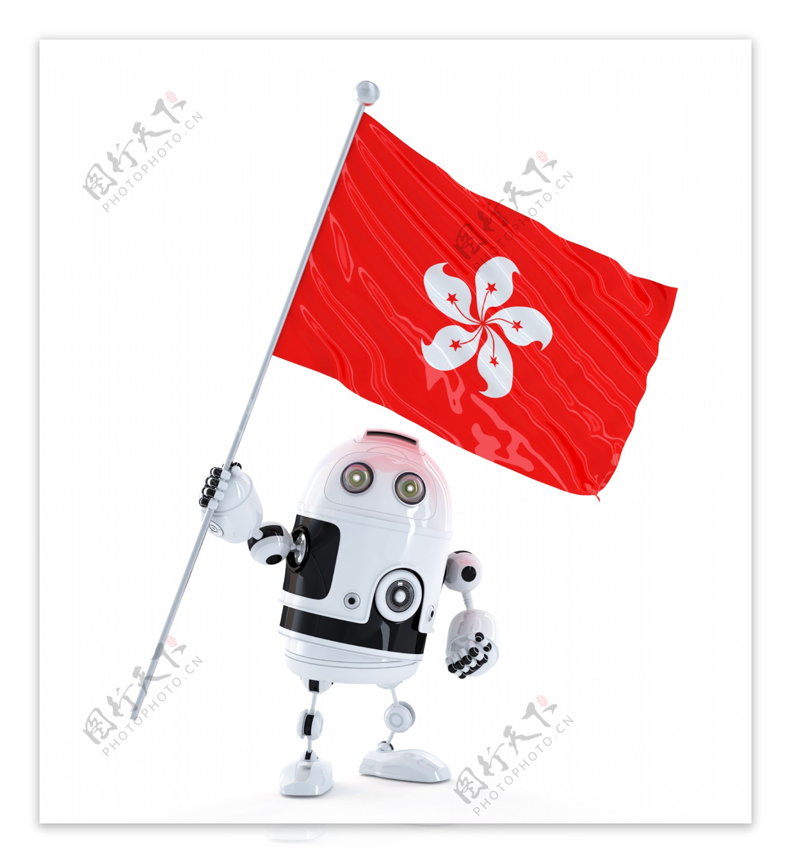 随着香港旗的Android机器人站