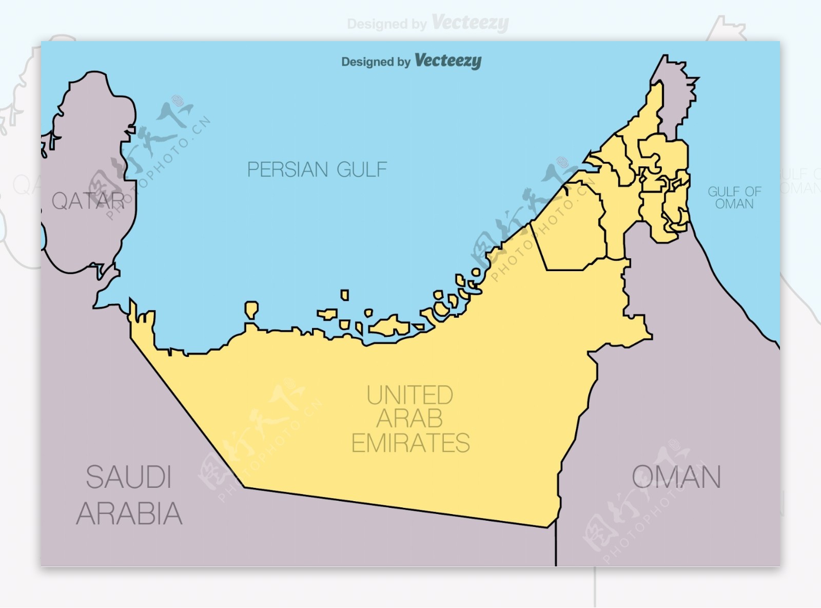 阿拉伯联合酋长国矢量地图