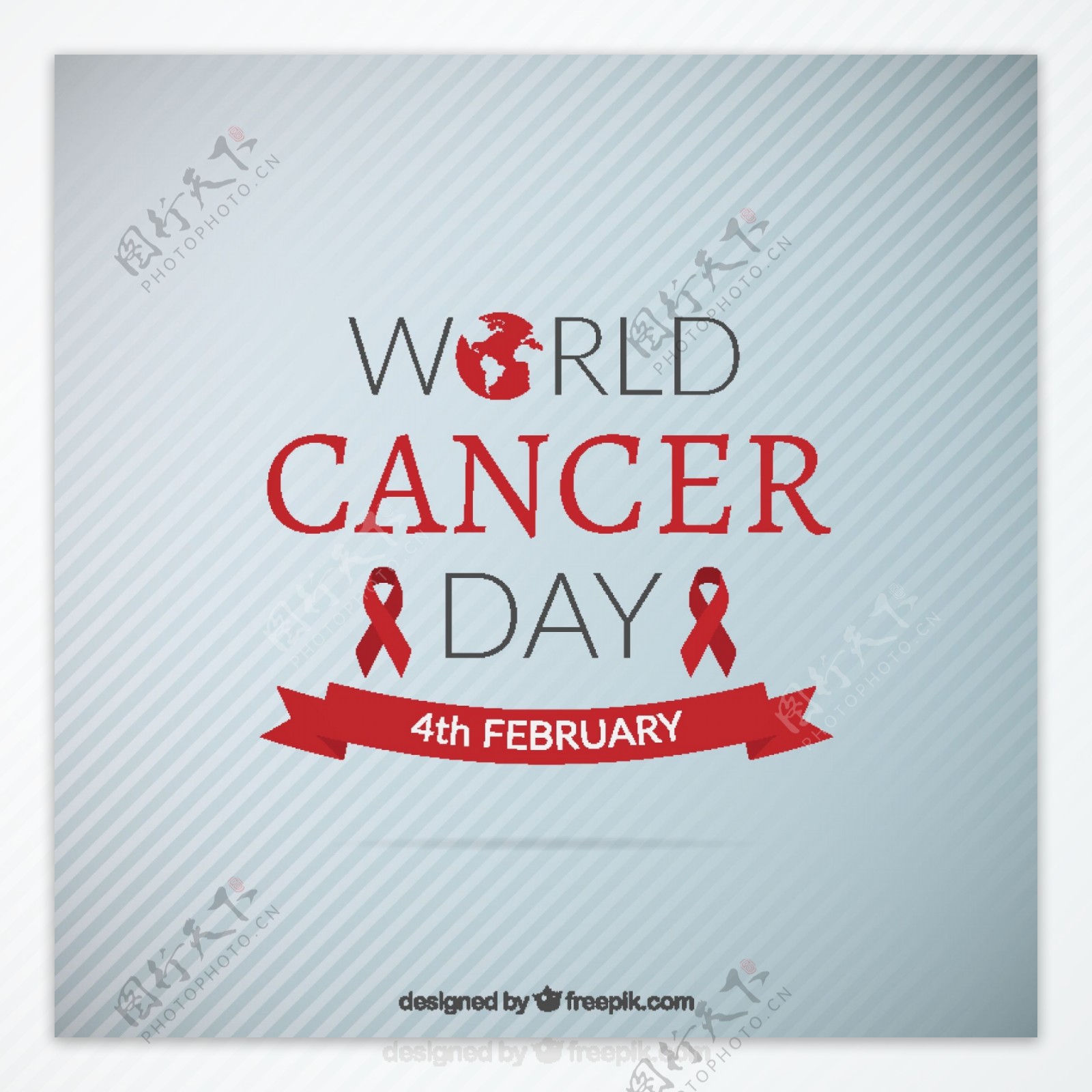 世界癌症日与红丝带背景